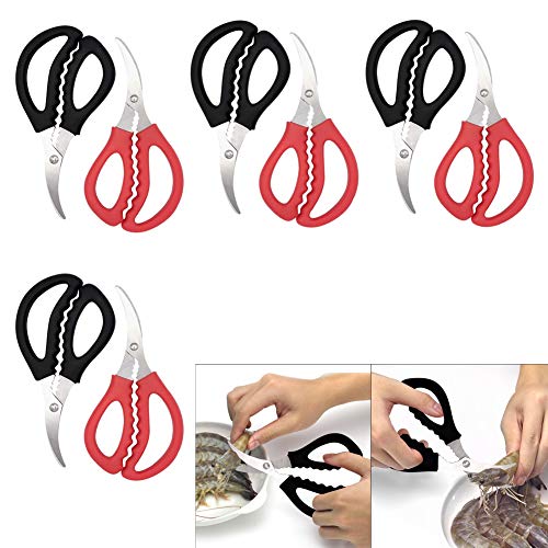 VinBee 8 PACK Seafood Scissors Fish Crab Lobster shrimp crayfish crawfish ScissorsMultifunctional stainless steel shears Seafood Scissors