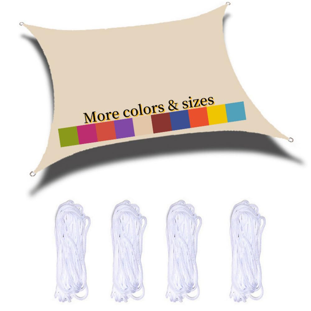 Sun Shade Sail 2.5x3m Waterproof Rectangle PES Polyester 98% UV Block for Outdoor Garden Patio Yard Party with Free Ropes, Off White