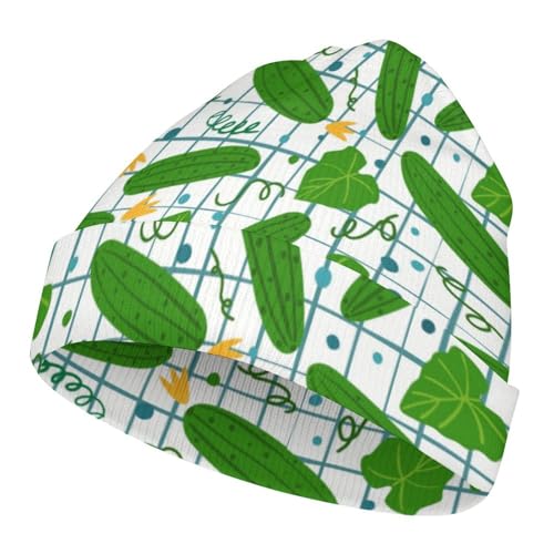 Cartoon Vegetables Cucumber Pattern Kids Beanie Hat for for Girls Boys Children Cap Winter Knitted Chemo Cancer Headwear Accessories Gifts Decoration Black