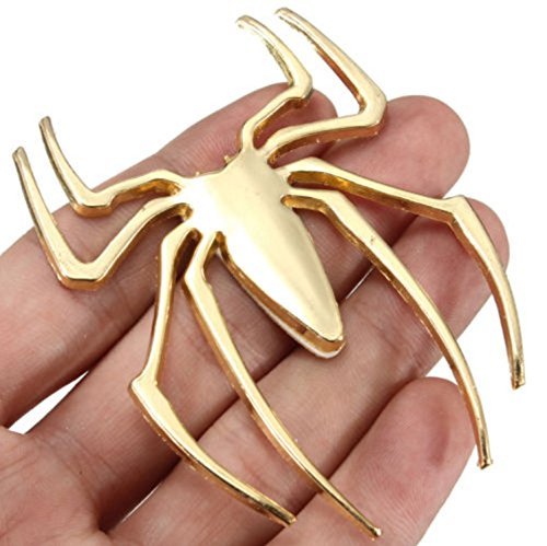 Image of VRT 3D Chrome Emblem Automotive Car, Bike Badges Logo Self Adhesive Sticker (Spider, Gold)