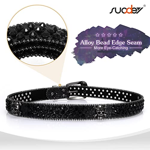 SUOSDEY Skull Rhinestone Sparkly Bling Diamond Sequin Studded Western Cowgirl Cowboy Belt4