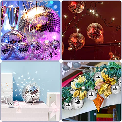 Marforever 40 Pcs Mirror Disco Balls Reflective Mirror Ball Ornaments Silver Hanging Ball 70S Disco Theme Party Decor For Christmas Tree Party Home Decorations, 4 Sizes, 1.2/2/3.2/4 Inch #TOP5