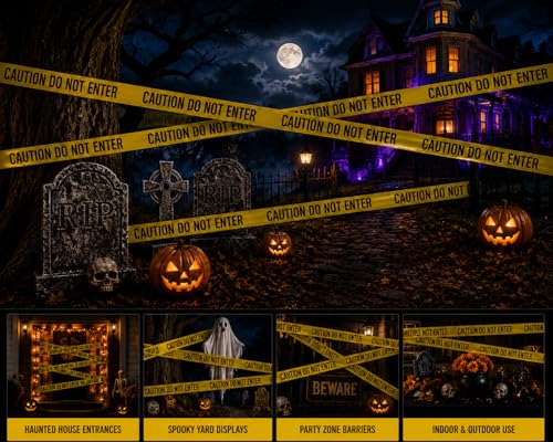 Image of ATERET Premium Caution Do Not Enter Tape - 1-Pack, 3 inch x 1000 feet, Hazard Safety Tape for Danger /Hazardous Area, Ideal for Halloween Decorations, Parties, Work-Sites
