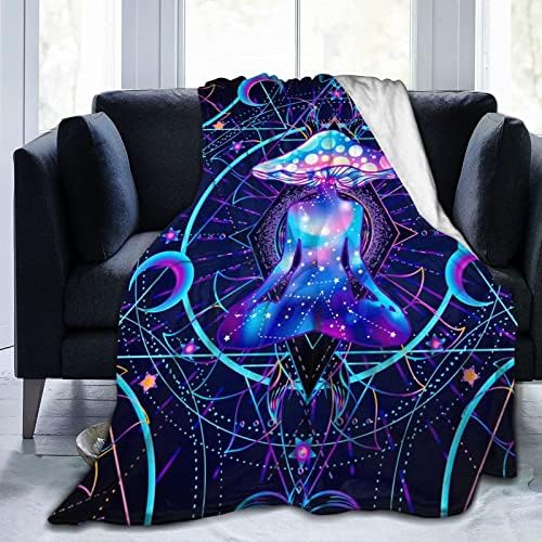BLUBLU Psychedelic Trippy Mushrooms Blanket Flannel Throw Blanket Flannel 50"x40" for Men Women Kids Gifts