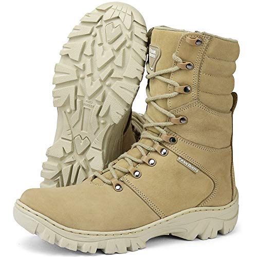 Bota Coturno Para Seguranças Policia Militar Cano Curto e Médio (40, AREIA-CANO-MÉDIO)