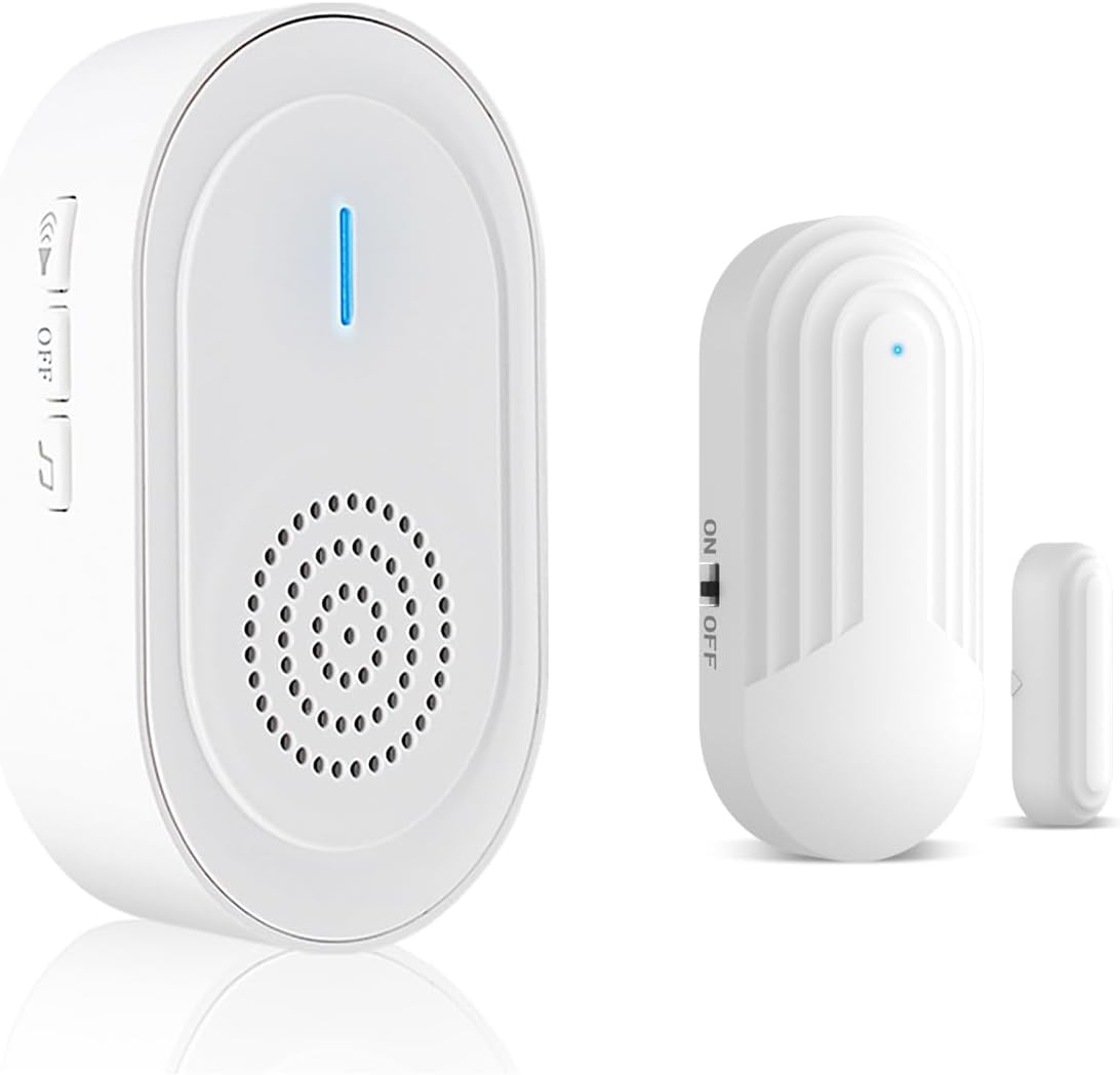 Portable Wireless Doorbell Chime with 4 Volume,120db Loud, Can be Turned Off,Waterproof Door Alarm Sensor for Home Store Office Security(1Door Open Sensor+1Portable Receiver)