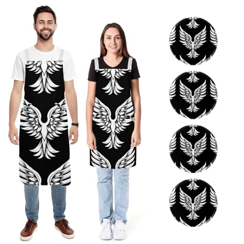 Tablier ailes d'ange foncées lot de 2 réglable avec poches