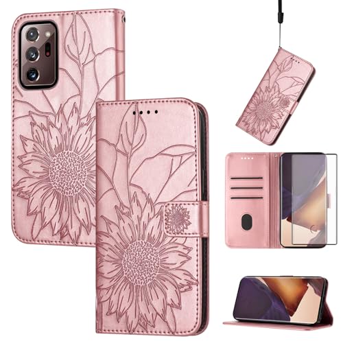 Coque Samsung Note 20 Ultra antichoc fleurie avec porte-carte et vitre écran