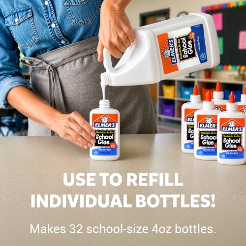 Elmer's White Liquid School Glue, 1 Galón, Seguro, Lavable, 1 unidad, Marca #1 de profesores, Uso en arte, manualidades y escuela miniatura 2