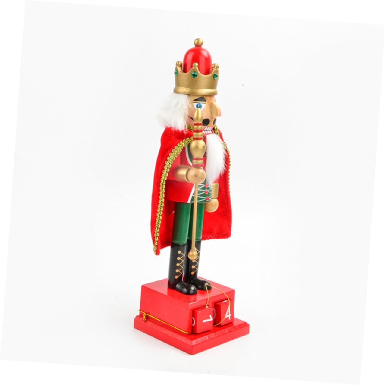Uonlytech 38cm Christmas Nutcracker Figurine Countdown Calendar Wooden Xmas Nutcracker Ornament Decorative Soldier for Holiday Home Décor