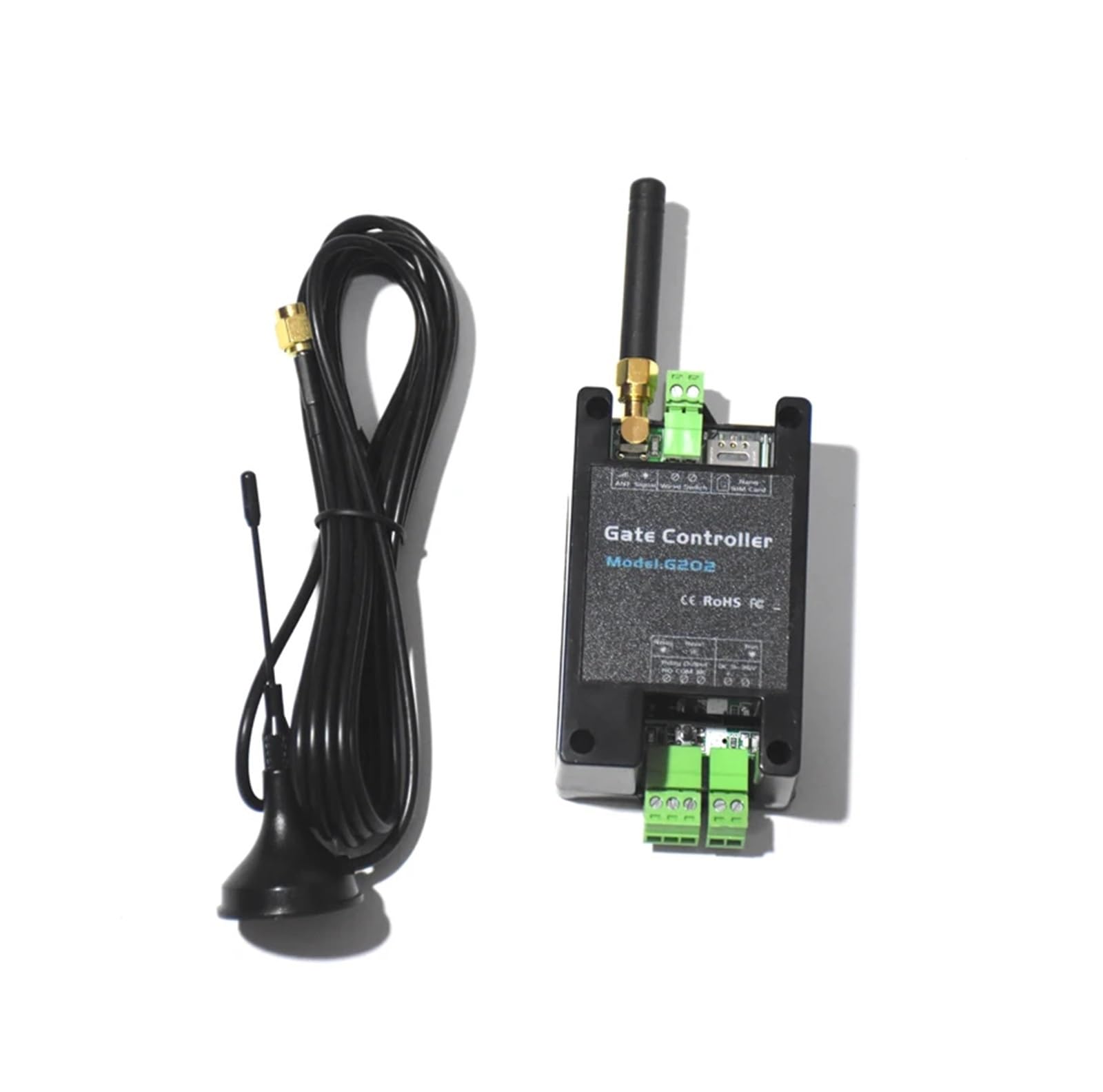 Abridor de Puerta corrediza abatible gsm for Garaje, 200 usuarios, Interruptor de relé, Control de Acceso Remoto, abridor de Puerta inalámbrico con Llamada Gratuita(2 G Long Ant Adapter)