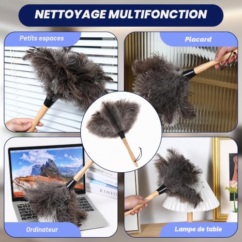 Soarer Plumeau Poussiere en Plumes Autruche 2 Morceaux de Brosse - 35,56cm – vue 6