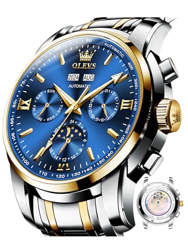 Image of OLEVS Men's Watches Brown Leather with Date,Casual Watches for Men,Large Face Watches Men,Chronograph Mens Watch,Sport Waterproof Business Dress Analog Quartz Men's Wrist Watches Reloj De Hombre
