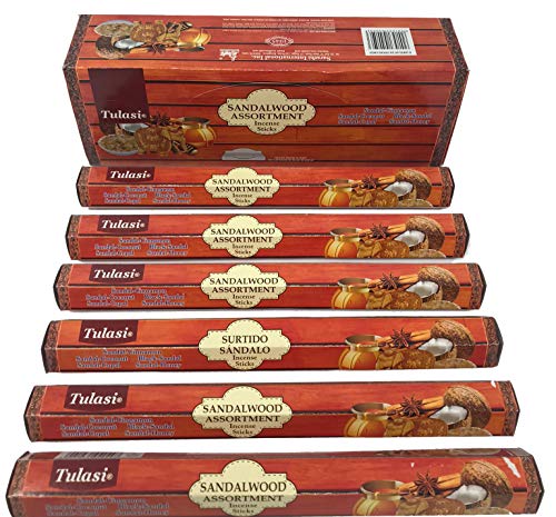 Incienso Surtido Sandalo, Incienso Natural Aromaterapia Mezclando Sándalo con Otros Aromas, Caja 6...