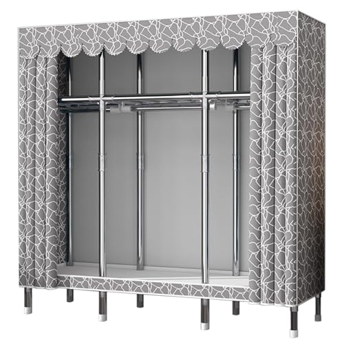 Armario Ropero - Percha Para Guardarropa De Almacenamiento No Tejido Estilo Cortina, Guardarropa Portátil Con Rieles Para Colgar Y Compartimentos/Organizador De Guardarropa Para Ropa De Cama ( Size :