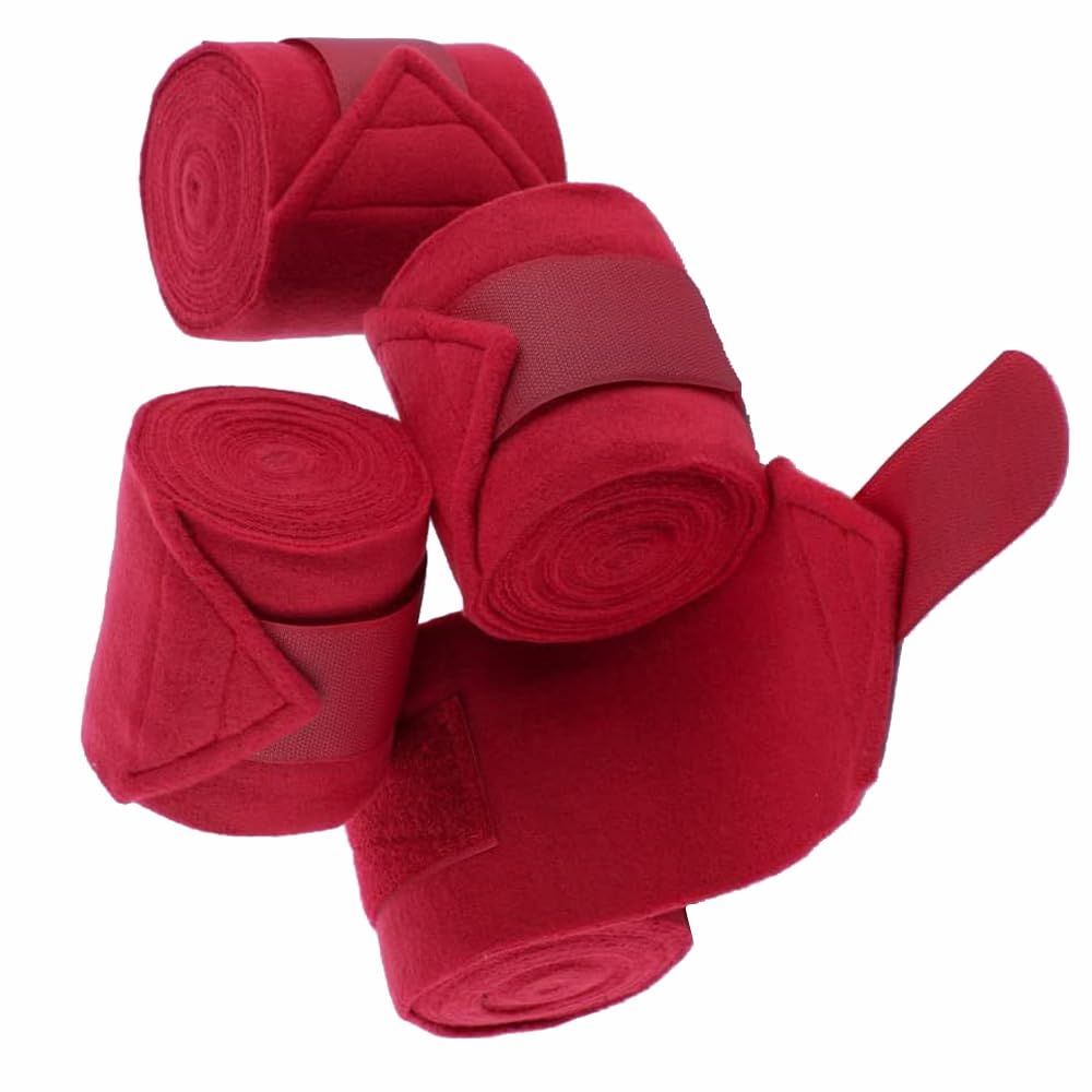 4Pcs Red Horse Bandages Leg Wraps, 12cm Equestrian Leg Wraps Stable Bangages for Horse/Pony Lightweight Breathable