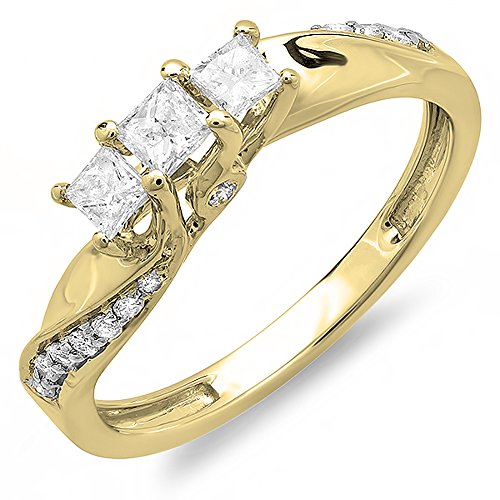Anillo de compromiso de oro de 14 quilates con diamante redondo de 0,50 quilates para mujer Anillo de compromiso de oro de 14 quilates con diamante redondo de 0,50 quilates para mujer