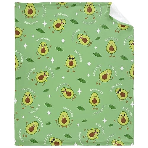 JOCASA Avocado Blanket Gifts Flannel Lightweight Soft Cozy Blankets Trows Bedding Kids Adult Couch Sofa Bedroom Camping Travel Girls Boys 50