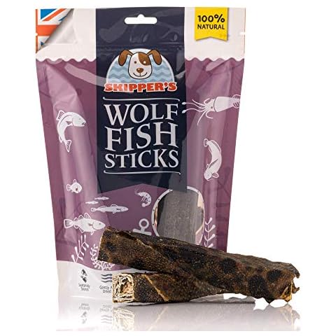 SKIPPER'S Premium Wolf Fish Skin Dental Sticks 250g - Handmade & Gently Air-Dried Dog Treats - Extremely Long Lasting Dog Chew, Low in Fat and Rich in Omega 3 & 6 Oils Cover