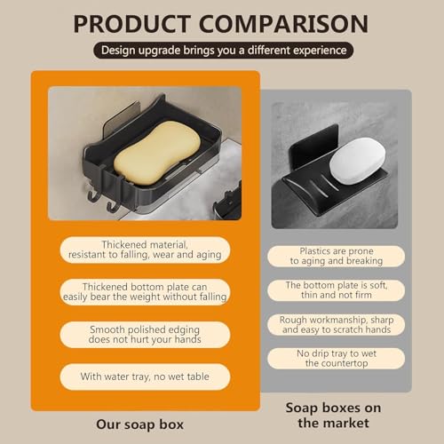 Image of Wall Mounted Soap Box with Flip Cover and Drain Tray | Detachable Inner Support | Adhesive Sticker Installation | ABS Soap Holder for Bathroom (2 in 1 Soap Holder)