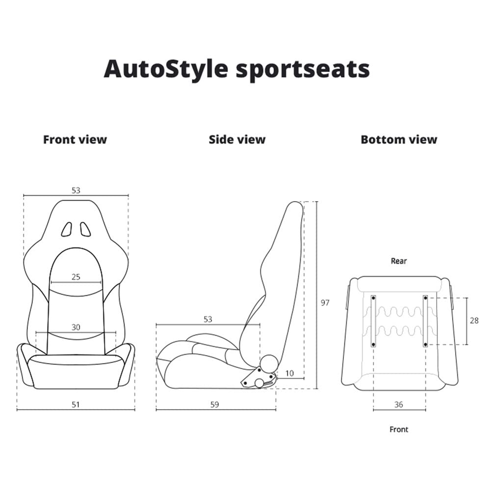 AutoStyle Siège baquet 'GT' - Simili Cuir Noir + Tissu en motif à carreaux Jaune + Surpiqûres Jaune - Dossier réglable - incl. glissières
