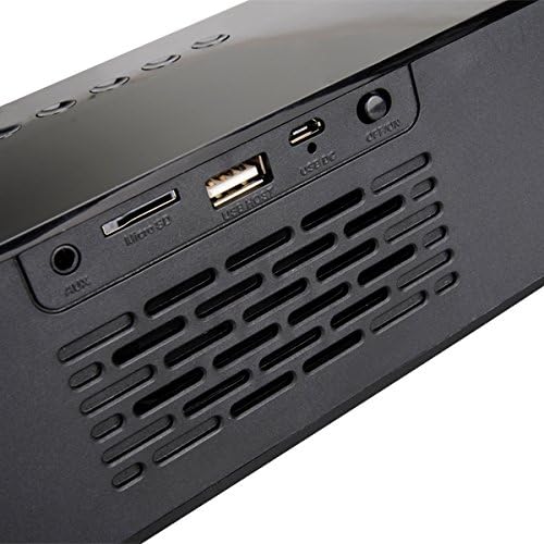 Lato view of MASUNN DY21L speaker showing AUX, Micro SD, USB, USB DC ports and ON/OFF switch