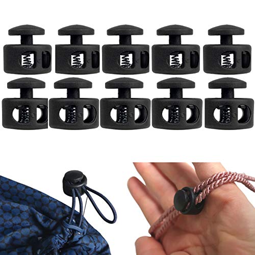 Kordel Stopper 1 Loch, 17 x 17 mm, 4 x 4 mm Loch, optimal für 3 mm Kordel, 10 Pack, Gummikordel Stopper 4 mm, Schnellverschluss Schnürsenkel, Schnur Rutsche, Band Klemme, Tanka für Jacke, Schuhe