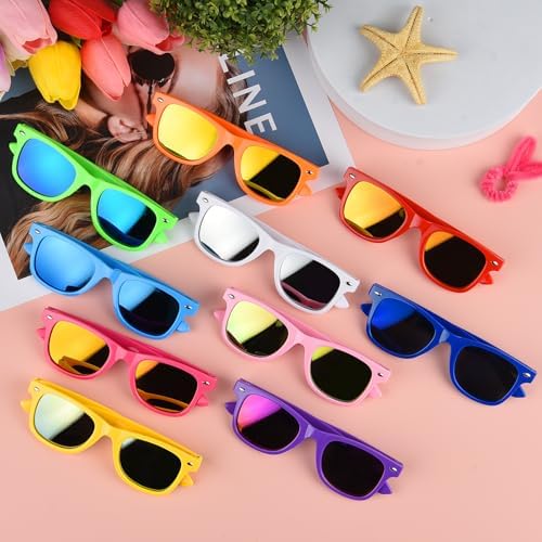Morcheiong 10 Pack Neon Party Sunglasses Unisex Retro Style Party Favors Birthday Beach Pool Party Supplies, 10 Colors