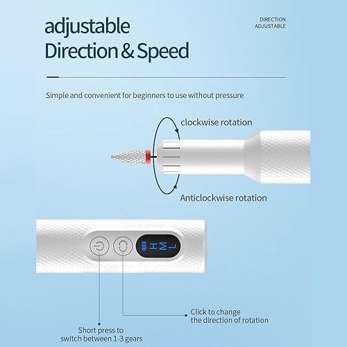 Miniatura 2 de XIAOXX 18000.RPM Profesional Inalámbrico Recargable Blanco Eléctrico Taladro de Uñas Lima Portátil Manicura Pedicura