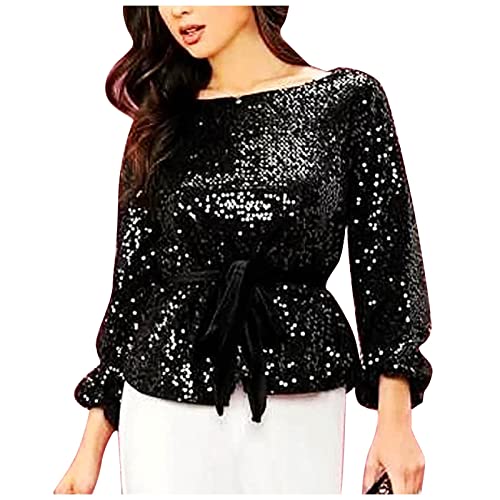 Blouse femme décontractée à manches 3/4 et sequins élégants - 2