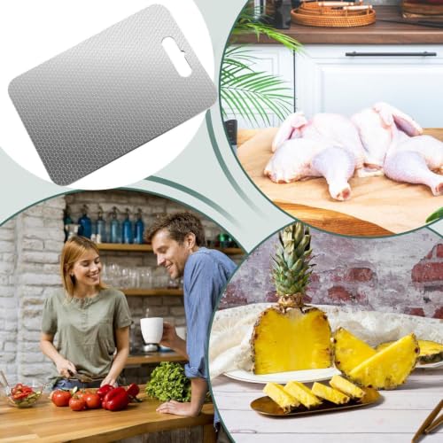 Tabla de cortar de acero inoxidable reversible contra olores y bacterias en la carne 5