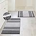 Striped Bath Rug Super Soft Microfiber Non Slip Mat Anti-Slip Bath Mats Plush Chenille Yarn Shaggy Mat Living Room Bedroom Mat Floor Water Absorbent, 20" x 32" Plus 17" x 24", Gray