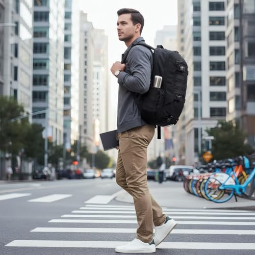 35L Tactical Backpack for Men, MOLLE Military Bug Out Bag, Waterproof Rucksack for Hiking with Hydration Port Black - Image 3