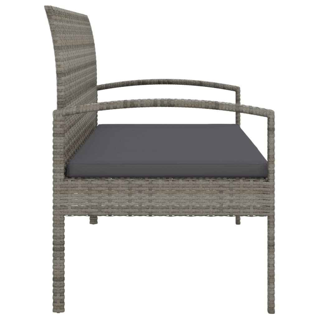Fengshui Ławka ogrodowa z poduszką, szara, 105 cm, polirattanowa