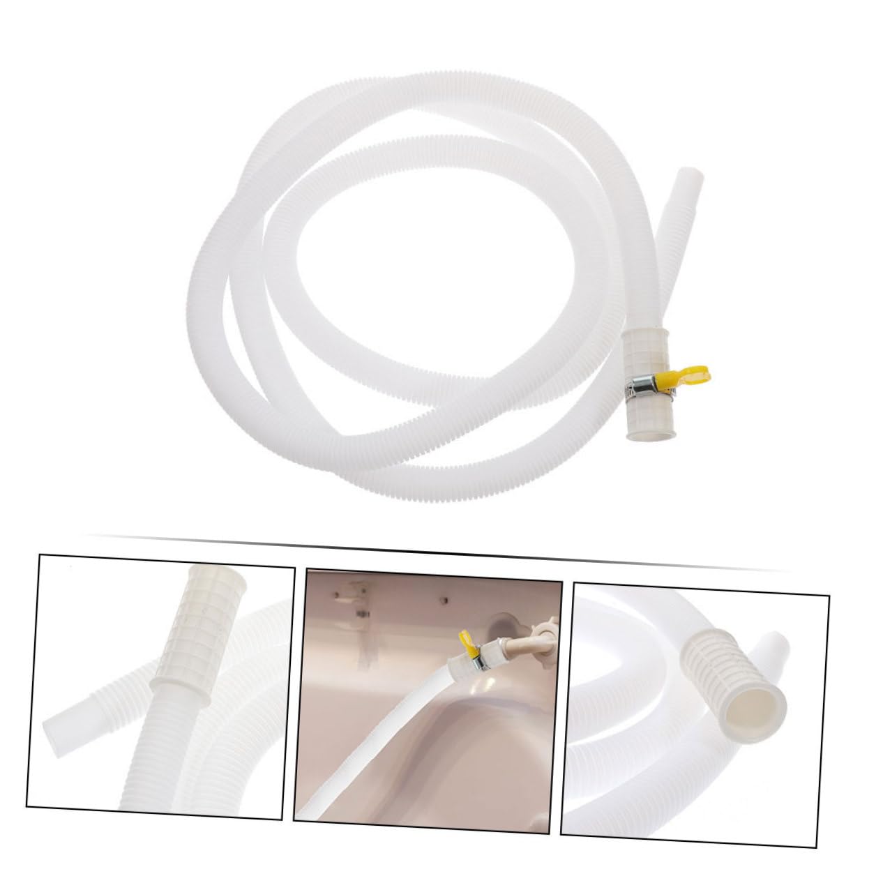 Tubo Flessibile per Scarico Condensa Condizionatore Bianco in Pe e Abs con Morsetto, Resistente e Flessibile, per Scarico Acqua Unità Portatile