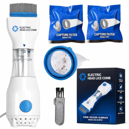 Image of Electric Head Lice Comb, Chemical Free Lice Removal Machine with Suction, Reusable Lice & Nits Vacuum Comb for Kids & Adults, Safe Gentle Hair Cleaning Tool, Portable Anti Lice Device