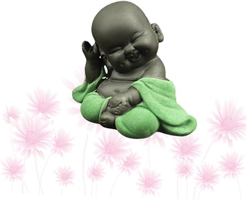 Miniatura 3 de Abaodam Tea Sculpture 3pcs Buddha Ornaments Monk Figurine Good Luck Buddha Mini Buddha Good Fortune Buddha Monk Smiling Monk Sculpture fengshui