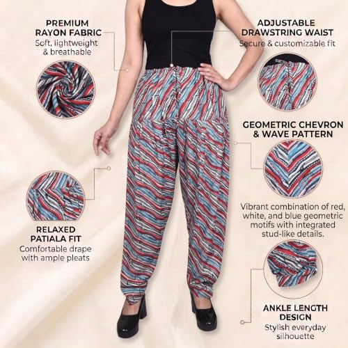 Image of FASHION GALLERY Women's Rayon Relaxed Fit Patiala Salwar with Full Length Drawstring Closure Type and Flexible Waist|Patiala Pant for Woman