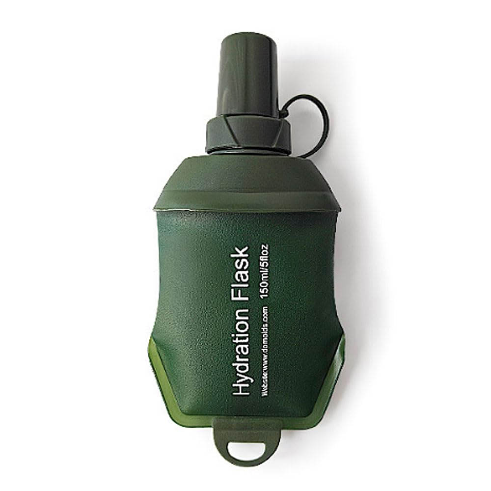 Zhuoeedaay Men's Green 150Ml Soft Flask Running Water Bottle Collapsible Water Bottle For Hydration Pack Cycling Marathon Running Hiking Hydration Pack Hiking Cycling Climbing Army