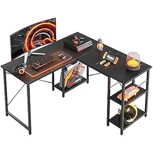 Bestier 192CM Reversible L Shaped Desk with Shelves 120CM Industrial Corner Desk Long Stable Computer Workstation with 2 Cable Holes