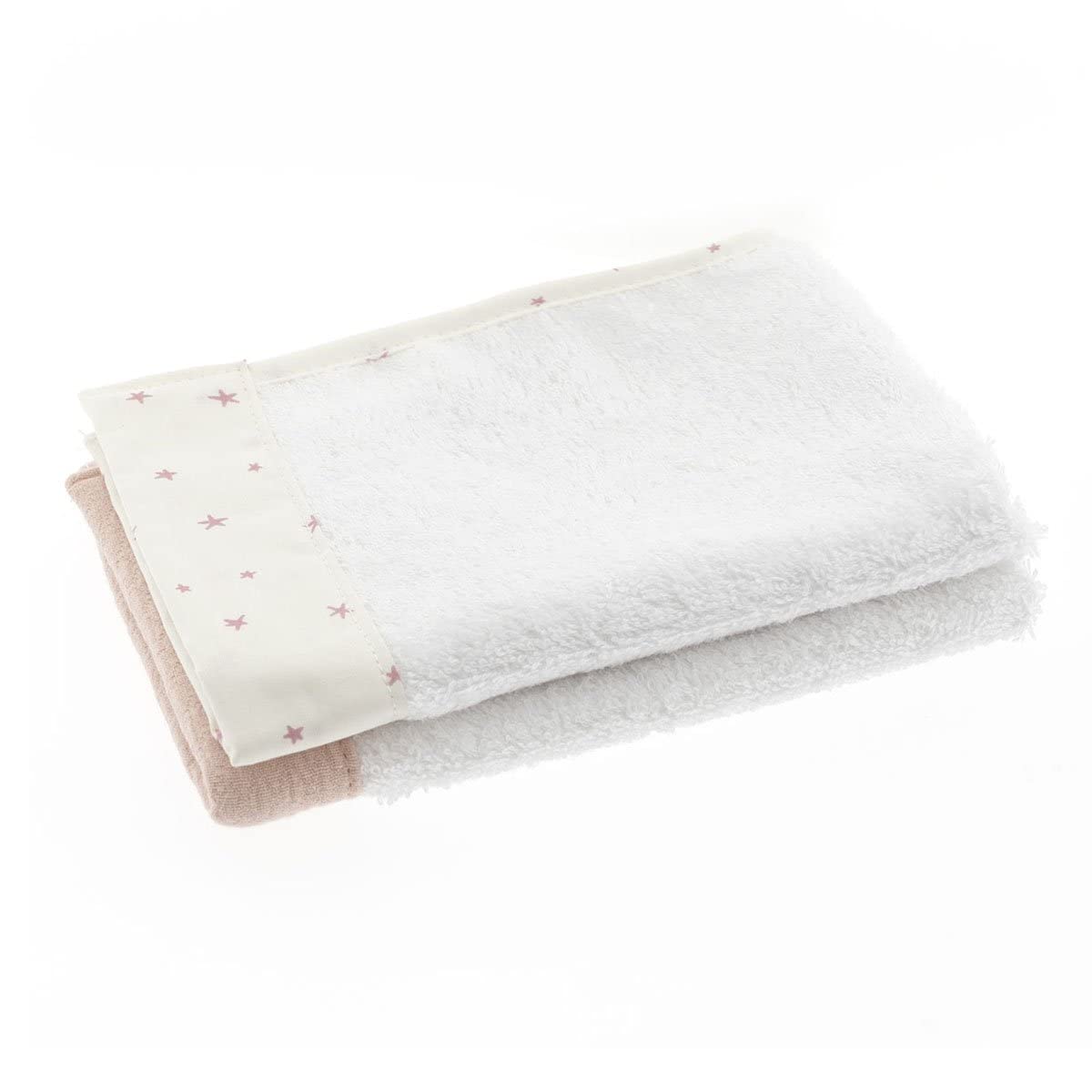 Cambrass-Set de 2 toallas rizo para bebé super absorvente con fibra de tencel-Magia Rosa 25x35x1 cm