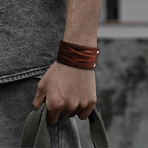 TURTLEDOVE-Mens-Leather-Bracelet-Cuff-Vintage-Wristband-with-Wide-Belt-Gifts-for-Brother-Dad-Boyfriend-or-Husband