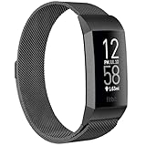 ZWGKKYGYH Bands Compatible with Fitbit Charge 4 and Charge 3 for Women Men, Stainless Steel Metal Mesh Magnetic Band Replacement Accessories Bracelet Strap with Unique Magnet Lock, Black Small