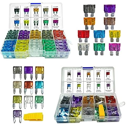 220PCS Car Blade Fuses Assortment Kit - MuHize Automotive Standard & Mini (2A/3A/5A/7.5A/10A/15A/20A/25A/30A/35A) Assorted Fuse with Puller Tool, Replacement Car RV SUV Truck Camper Fuses Cover