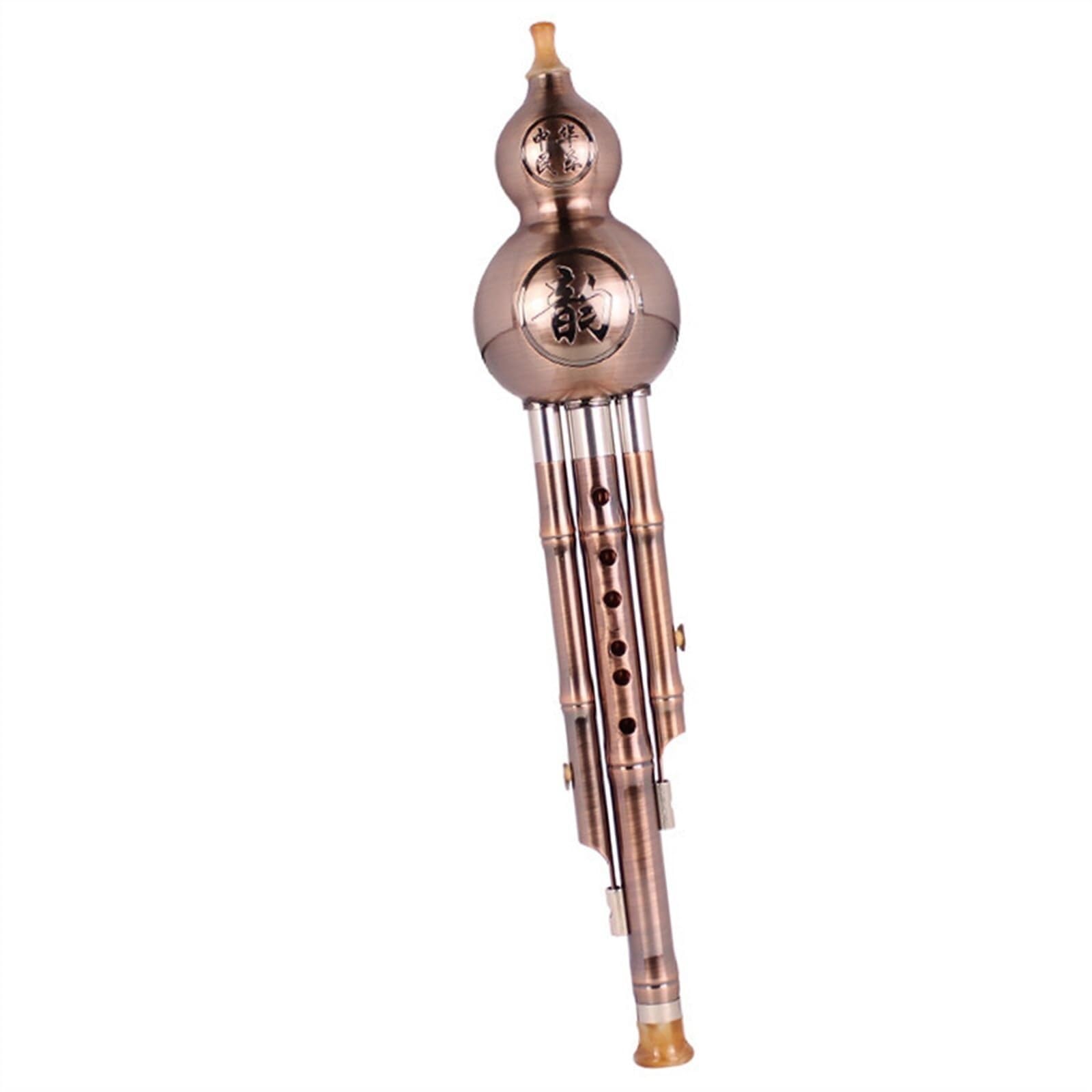 Hulusi Dreiklangflöte Performance Ethnisches Blasinstrument C Tonart/B Flaches chinesisches traditionelles Instrument Professionelles Hulusi(C Key)