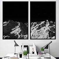 2 Piece Framed Canvas Wall Art Monochromatic Mountains Canvas Prints Home Artwork Decoration for Living Room,Bedroom - 16