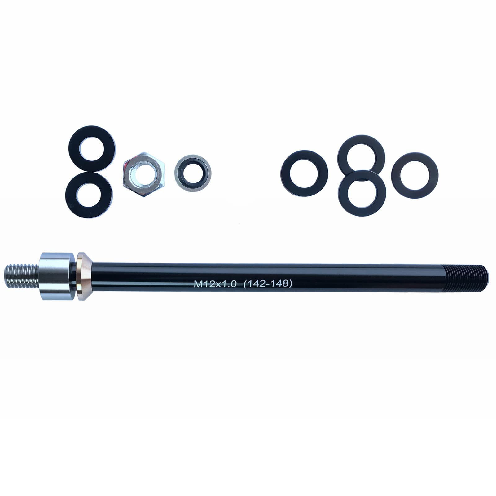 ODIER 12mm Bike Trailer Thru Axle Adapter, M12 x 1.0 Thread Pitch, Heavy Duty 6061 Aluminum & Stainless Steel, Multiple Lengths (162mm - 229mm) (M12 1.0-170mm)
