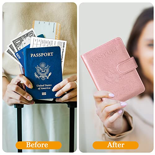 Image of TIGARI Passport Holder for Travel Women Men, PU Leather Waterproof RFID Wallet Cover Case Sleeve, Valentines Day Gifts, Vacation Plane Cruise Travel Document Organizer Essentials