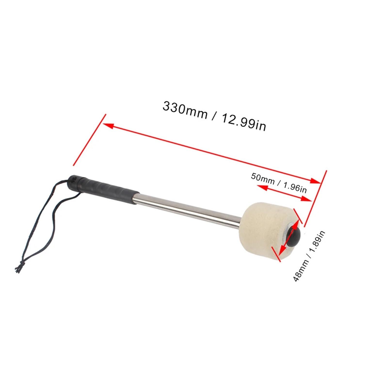 Bacchette Per Batteria Bass Drum Mallet Professional Marching Bass Felt Head Drumsticks with Hanging Rope Timpani Metal Drum Sticks Musical Instrument Per Batteria(2pcs)