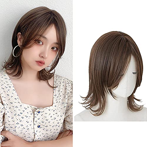 BRIGHT LELE Medium Wigs for Woman Nature Back Curly Hair Wolf Layered Cut full Wig for Daily Party Synthetic Cosplay Wig HF1510-DP